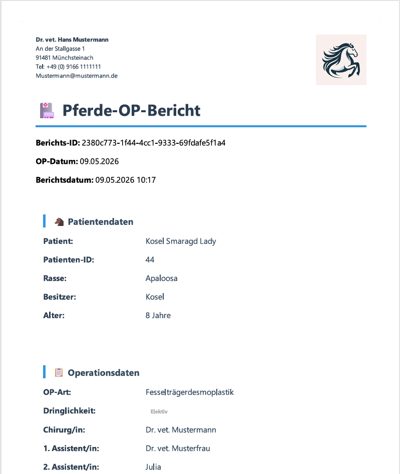 Fertiger OP-Bericht als PDF